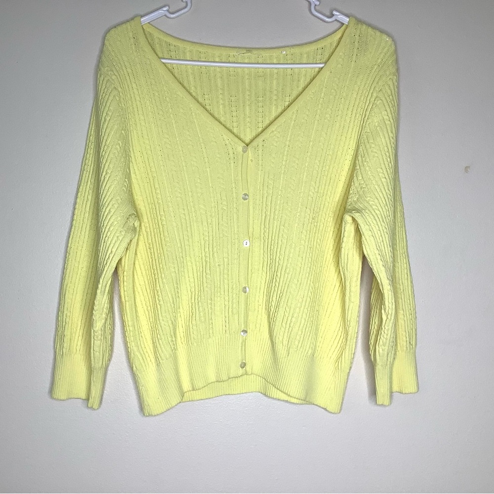 < Ladies Colorful Yellow Knit Cardigan >